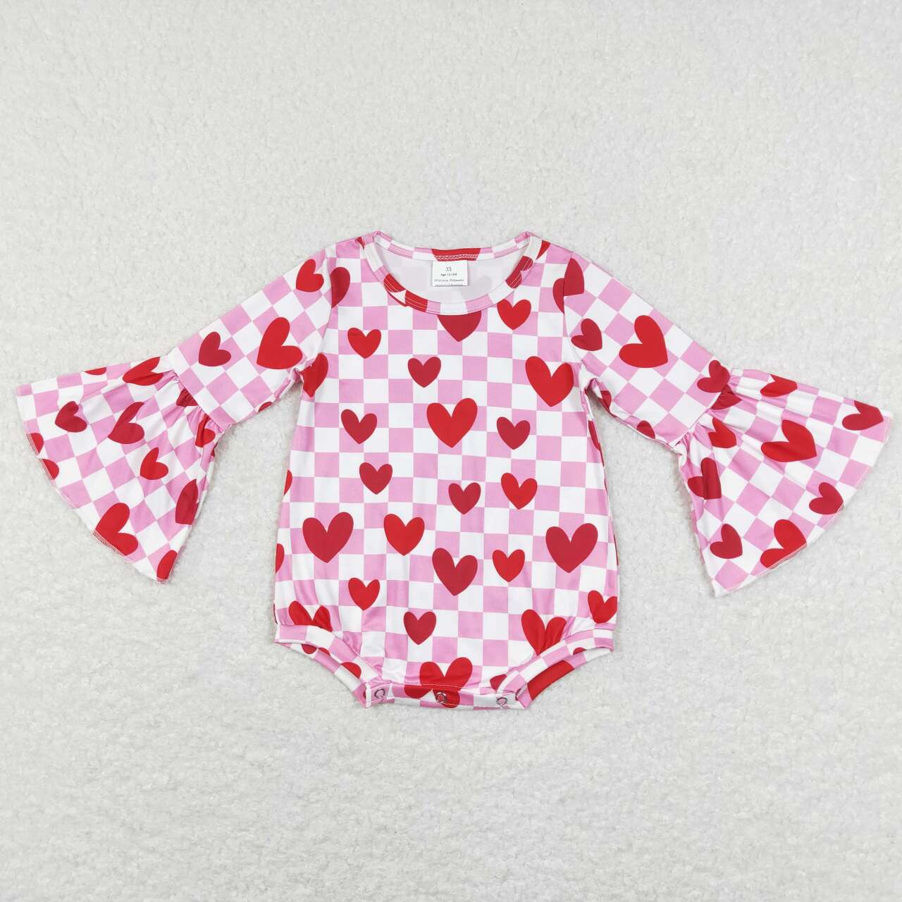 Plaid Heart Bell Sleeve Bubble