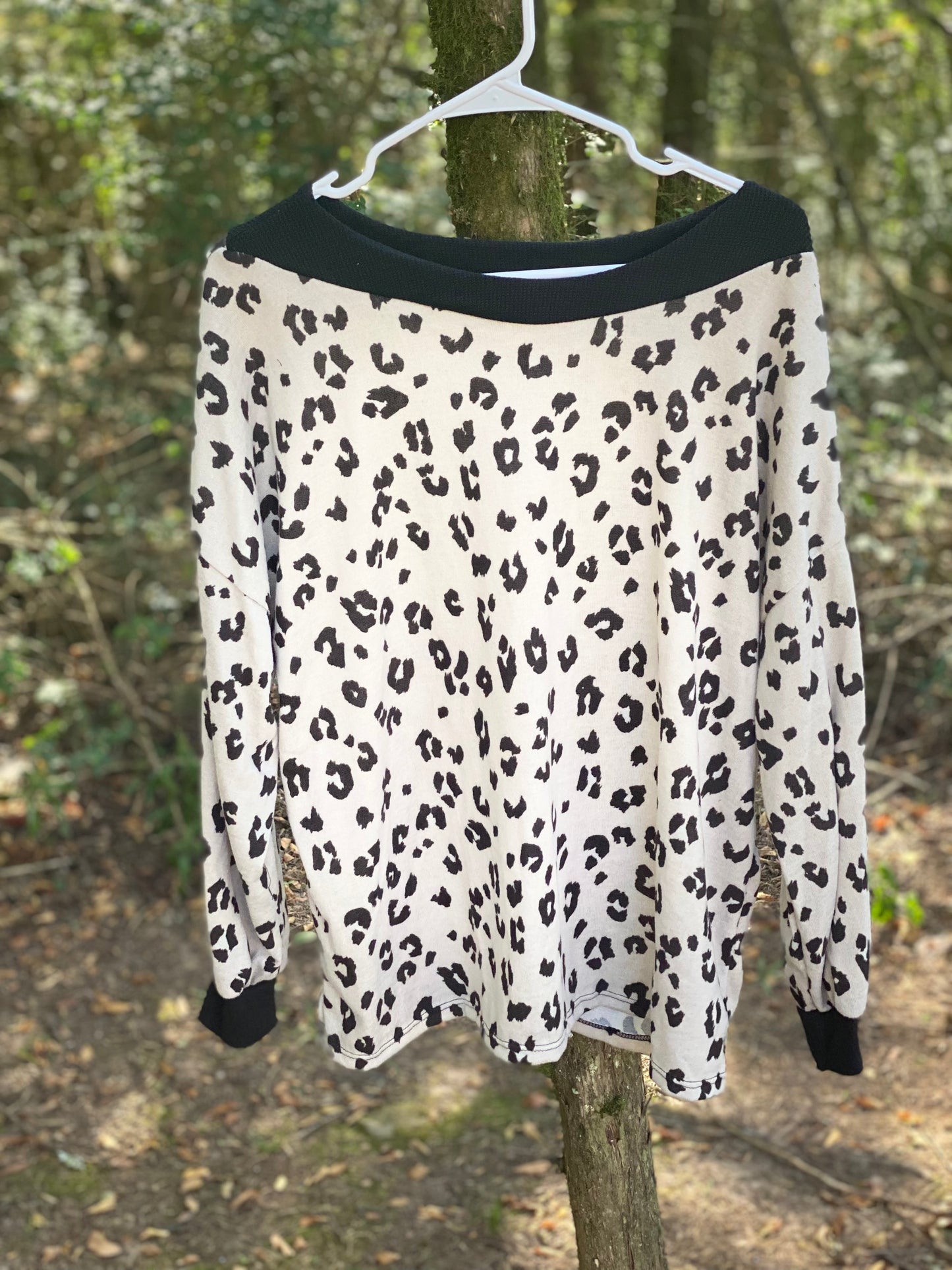 Tan and Black Leopard Top