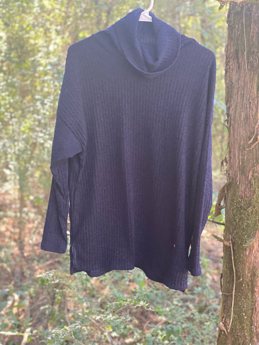Black Ribbed Turtle Neck