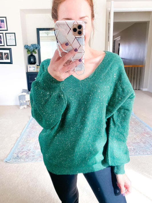 Green Glitter Sweater