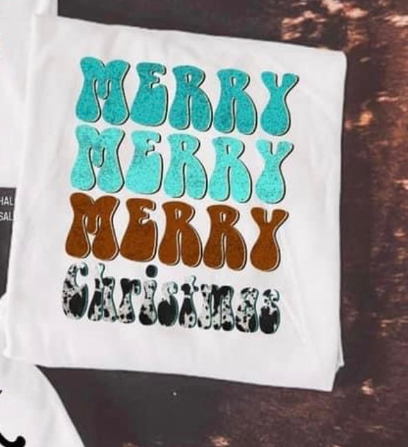 Merry Merry Merry Christmas White Tee