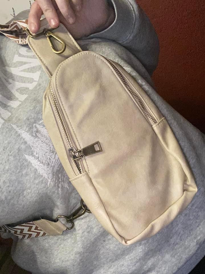 Cream sling bag