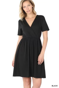Short Sleeve Surplice dress