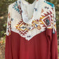Burgundy & Cream Aztec Pullover
